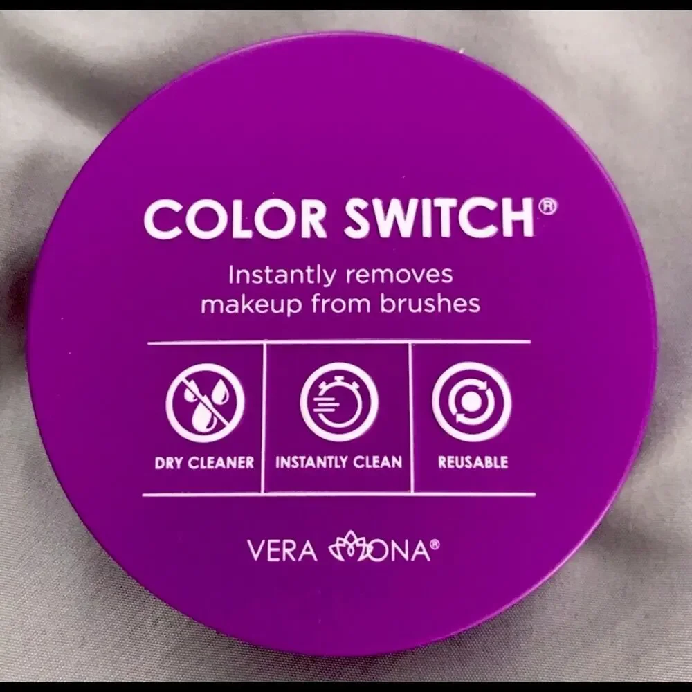 Color Switch Vera Mona Brush Makeup Remover Reusable Purple tin Fabfitfun NEW